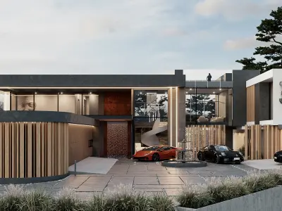 Exterior modern luxury home  scene 3D model