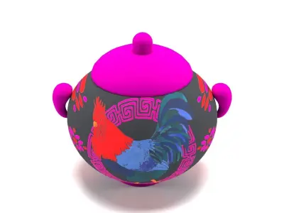 Chinese jars Low-poly 3D model