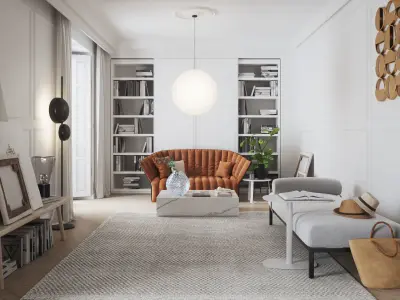 Eclectic Apartment Interior Scene for Cinema 4D and Octane 3D model