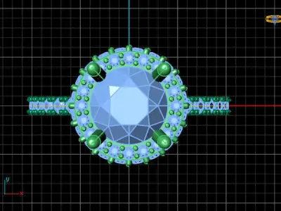 water fall style halo engagement ring 3D print model