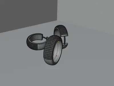 Jewelry two silver rings Low-poly 3D model