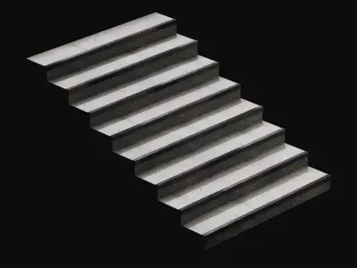 Blender Asset - Old Concrete Staircase Free low-poly 3D model