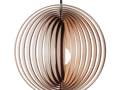 Creative Wood Round Globe Pendant Light Fixture Shade 3D model