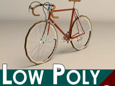 Low Poly Vintage Racing Bike Low-poly 3D model