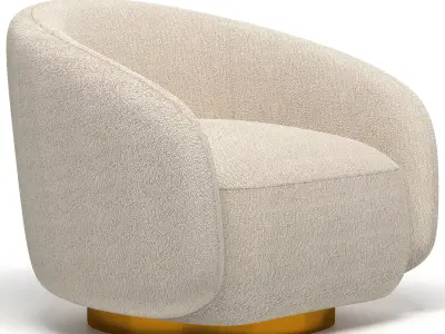 Swivel armchair by Brice Boucle cream 3D model
