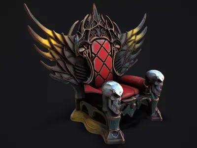 Fantasy Throne 7 game ready 3d model Low-poly 3D model