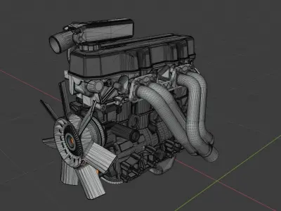 Toyota 22RE Engine 3D model
