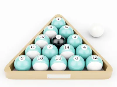 Wood Pool Triangle and  Ball Set 3D model