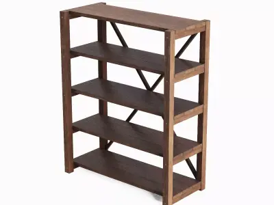 Wide Pottery Shelf B 04 Low-poly 3D model