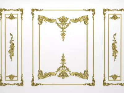 Plaster decorative frame 3D model 01 3D model