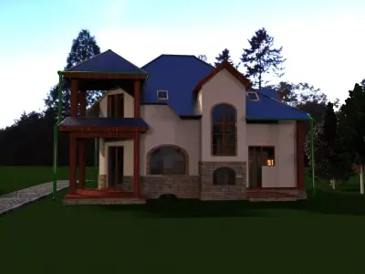 FarmHouse house with roof 3D model