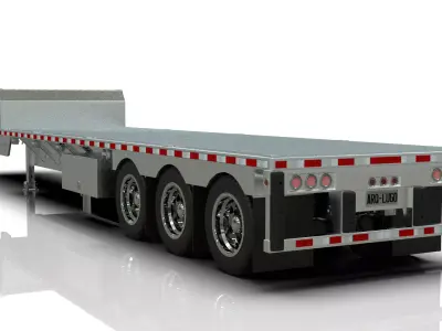 53 feet Stepdeck Trailer 3D Model with Hendrickson  Suspension 3D model