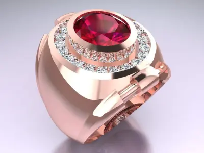 Oval Stone Ring - Diamond Ring - N4165 Free 3D print model