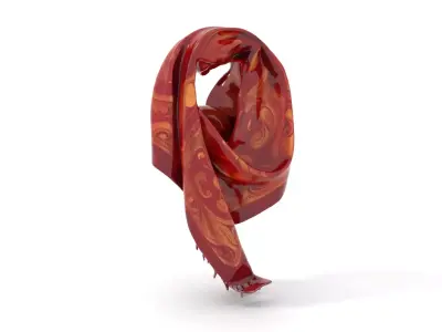 Elegant Red Silk Scarf model pack Low-poly 3D model