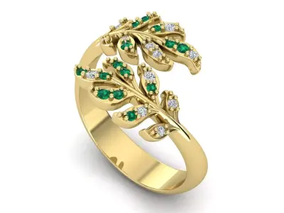 Leaf Cluster Ring 3D print model