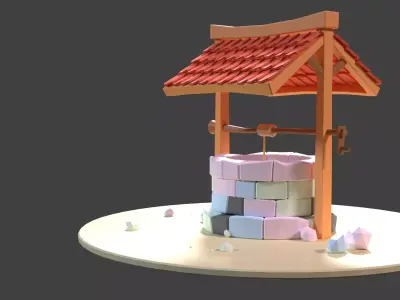 Cartoon Well Free low-poly 3D model
