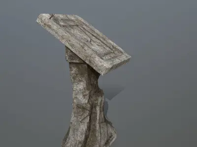 lectern stone bench Low-poly 3D model