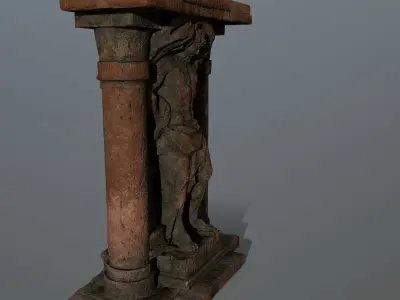statue 2 old stone column Low-poly 3D model