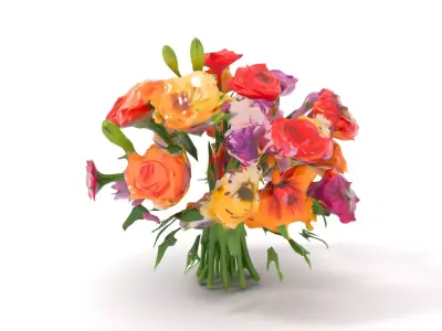 Vibrant Floral Bouquet model pack Low-poly 3D model