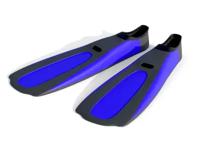 Dive Flippers Blue Low-poly 3D model
