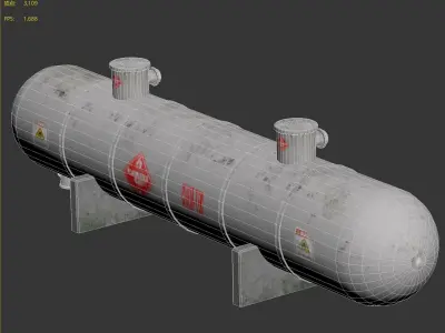 Industrial flammable gas storage tanks 3D model