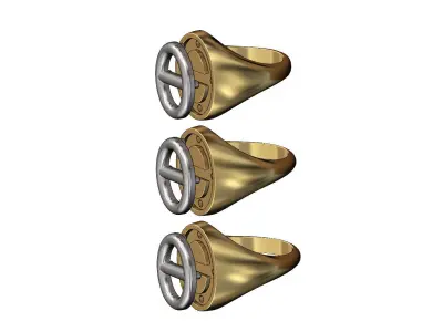 Rounded anchor link inserts oval signet US sizes 7 8 9 3D print model