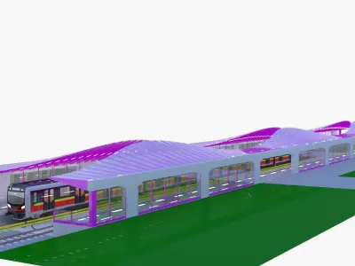 Warsaw tram and metro stations IV 3D Model Collection