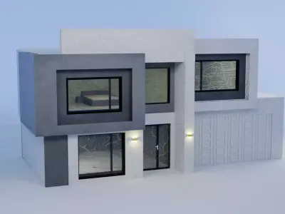 Modern House with modern interior Low-poly 3D model