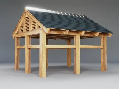 Wooden Carport 3D model