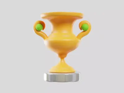 Golden Trophy Cup Tennis Award 3D model