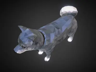 Dog Grey Low Polygon Art Low-poly 3D model