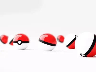 Pokeballs group of pokemon balls Free 3D model