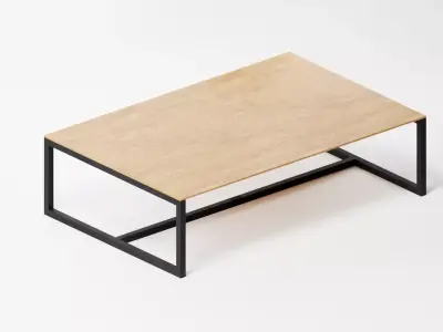 Large wooden office desk 3D model