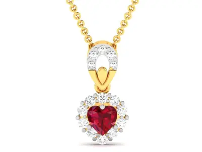 Solitaire Women Heart Pendant 3DM STL OBJ FBX Render Details 3D print model purchase