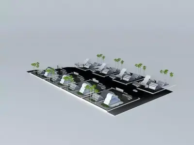 C Art solar powered village 3D model