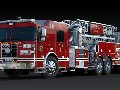 Fire Truck Aerial Platform Palm Bay Low-poly 3D model