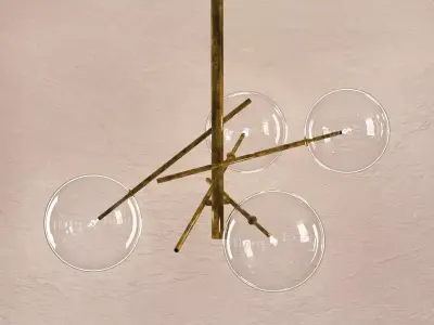 Bolle brass chandelier with glass bubbles hanging from it 3D model