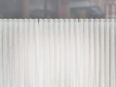 Large White Silk Curtains 3D model