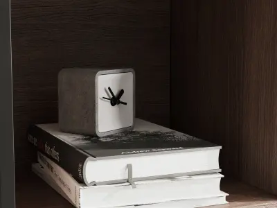 Metal Shelves Decorative With Plants and Book Wooden Rack 01 3D model