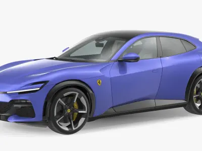 2023 Blue Ferrari Purosangue SUV Simple Interior 3D model
