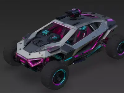 Cyberpunk Offroad Vehicle 3D Model Low-poly 3D model