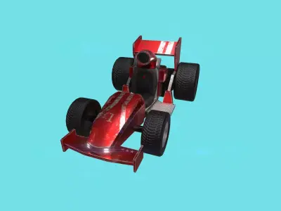 Kart Vehicle 04 - Racing Car - Red Formula-1 Low-poly 3D model