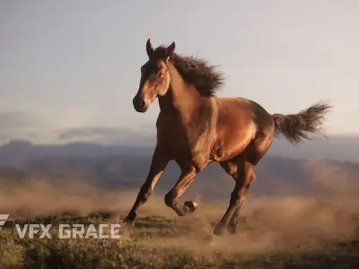 Brown Horse Animation   VFX Grace 3D model