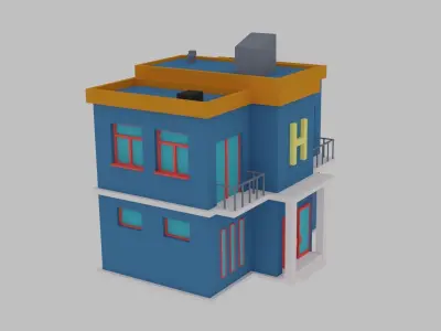 Low poly building - Hotel Free low-poly 3D model