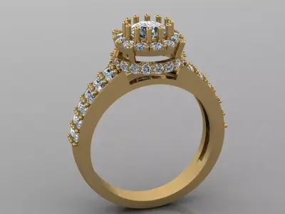 Side Stone Woman Wedding Ring 3D print model
