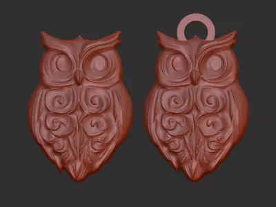 owl pentant cnc  3D print model