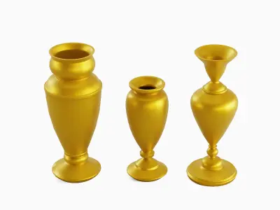 Antique Golden Vases 01 Low-poly 3D model