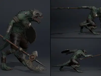 Mist Spearman Arm1 Brutal Low-poly 3D model