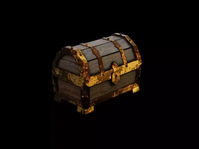Stylized Dungeon Door and Treasure Chest pack Low-poly 3D model