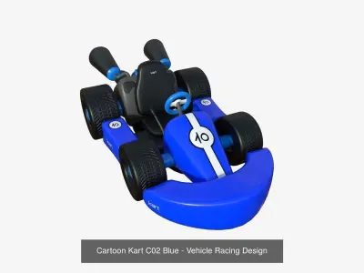 10 Cartoon Karts Blue Collection - Vehicle Racing Design 3D Model Pack